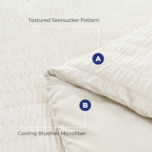HYMOKEGE Duvet Cover Twin Size, Seersucker Bedding Set, 2 Pieces