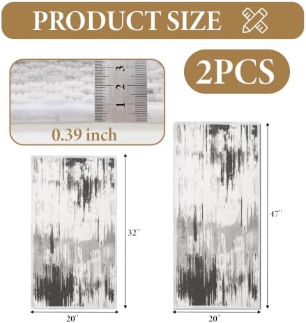 JIUZHEN Chenille Weave Bath Mats Super Absorbent Bathroom Mats Set Non