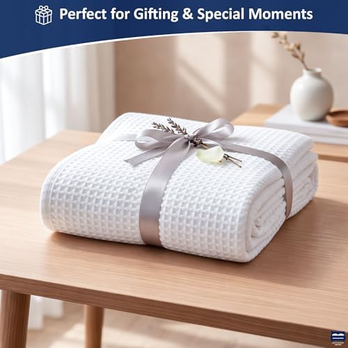 Cottingon Waffle Blanket California King Size, Tencel Cotton