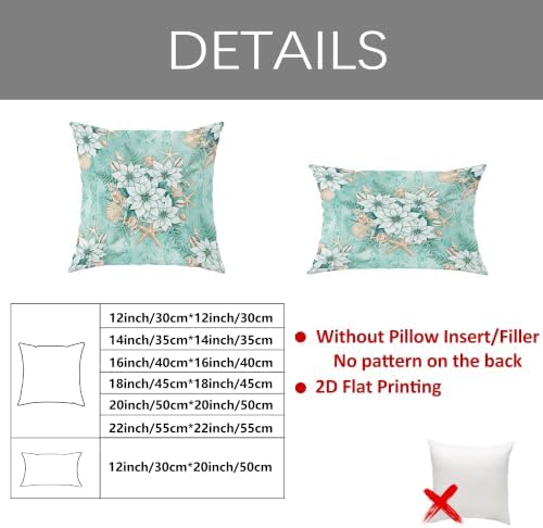 Coastal Poinsettia Winter Floral Throw Pillow Covers 22x22 Set of 2