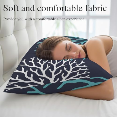 Turquoise White Coral Pillowcase 12x20 Inch Navy Blue Solid Color Soft