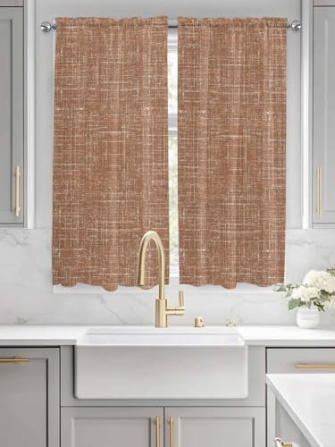 Window Curtains 72 Inch Length, Brown Rod Pocket Window Treatment