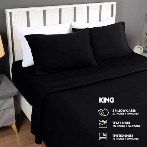 Utopia Bedding Jersey Knit Sheets 4 Piece, Cotton T-Shirt Feel, King