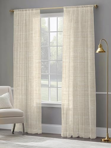 Cream Sheer Curtains for Living Room Bedroom Farmhouse Vintage Cream