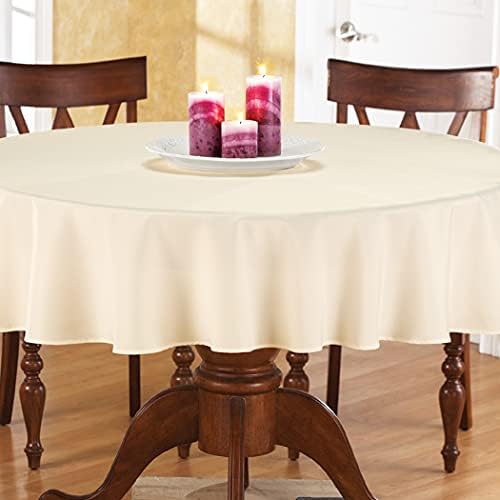 Collections Etc 70 Inch Round Solid Colored Tablecloth, 100% Durable