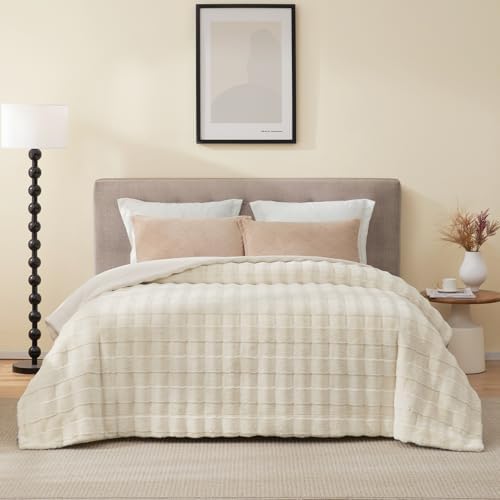 Cozy Bliss Fluffy Faux Fur Blanket King Size for Bed, Fuzzy Soft