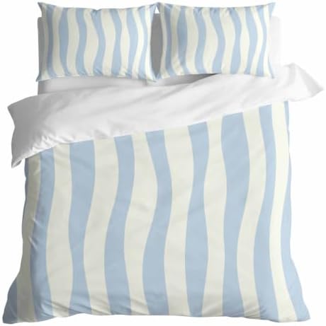 Duvet Cover King Size 3 Piece Bedding Set, Minimalist Stripes Soft