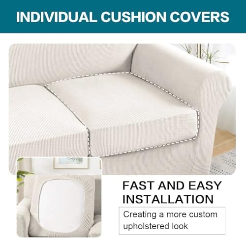 Turquoize 4 Piece Sofa Covers for 3 Cushion Couch Sofa Slipcover Soft