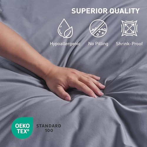 Full Size Flat Sheet 100% Cotton Percale, 2 Pack, Dark Gray