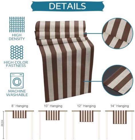 Taupe Brown Stripe Beige Striped Table Runners 90 Inches Long Dress
