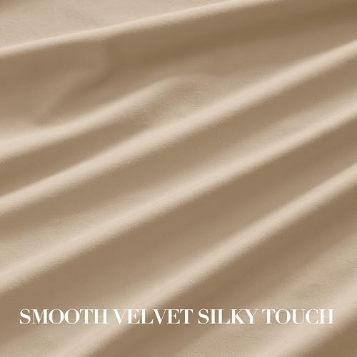 NICETOWN Beige Velvet Curtains 108 inch Long, 52" W x 108" L, 2 Panels
