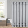 Light Grey Ruffle Shower Curtain Farmhouse Fabric Cloth Shower