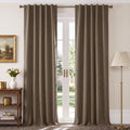 NICETOWN 100% Blackout Brown Curtains 96 Inch 2 Panels, Linen Blend