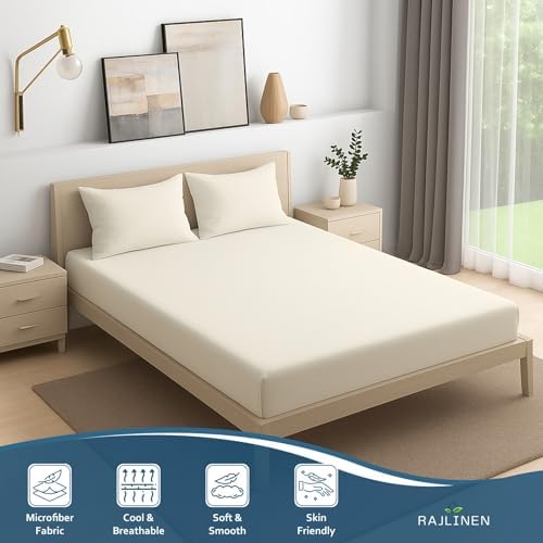Rajlinen Full Sheets Set, 100% Soft Microfiber, 3 Piece with Fitted