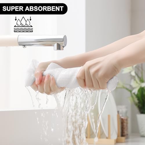 Homaxy 16 Pack 100% Cotton Kitchen Towels and Dishcloths Set, White