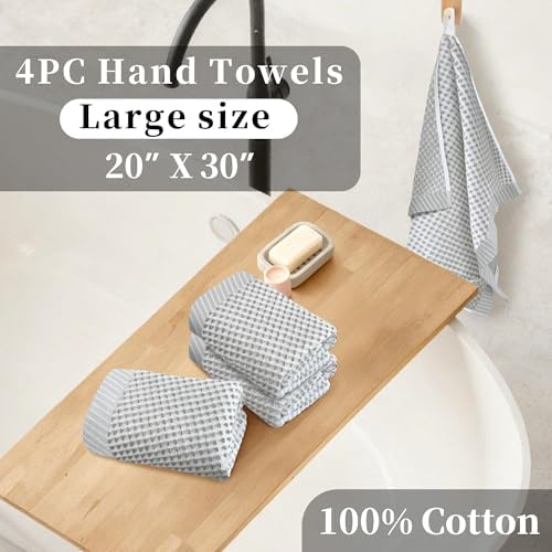 VOOVA & MOVAS Waffle Bathroom Hand Towels 4PC 20"x30", 100% Cotton