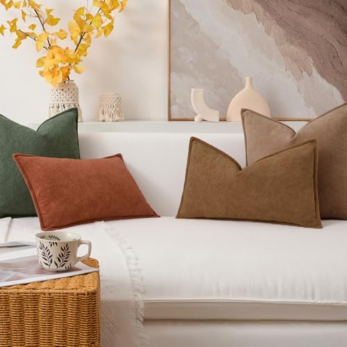 Kevin Textile Soft Waterproof Pillow Covers 18x18 Inch 2 Pack, Brown