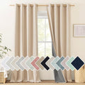 NICETOWN Cream Linen 100% Blackout Curtains 120 inches Length 2 Panels