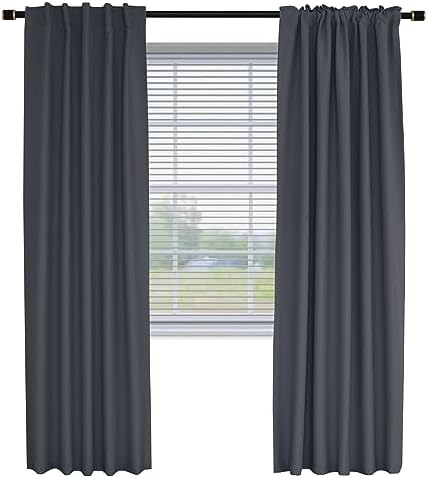 Fcosie Extra Long Blackout Curtains 120 Inch Length Back Tab/Rod