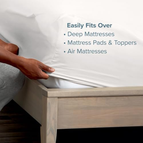 Bare Home Deep Pocket Fitted Sheet (Queen - 22" Pocket, Antique White)