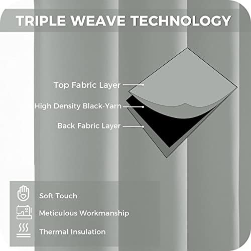 Long Blackout Curtains, Grey, 52"x120", 2 Panel