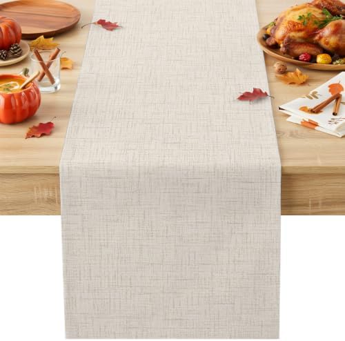 Cream Beige Table Runner 108 Inch Long Dresser Scarves Cotton Linen