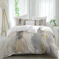 Duvet Cover Queen Size 3 Piece Bedding Set, Gray Beige Abstract Soft