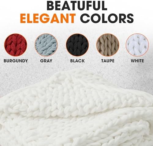 Cheer Collection Chunky Knit Blanket - Throw Blankets for Bed & Couch