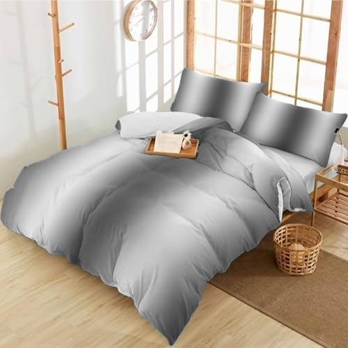 Duvet Cover Set Queen Dark Gray Gradient 3 Piece Bedding Set