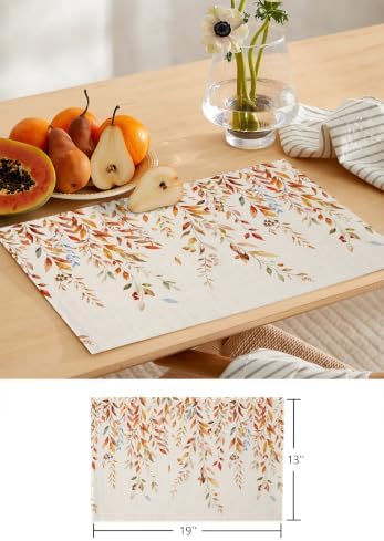 Fall Leaves Table Mats Set of 6 with Table Runner 90 Inches