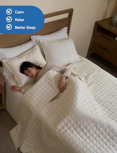 YnM Cooling Weighted Blanket for Adults, 15lbs Heavy Bed Throw for One