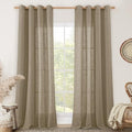 LAMIT Taupe Sheer Linen Curtains for Living Room 84 inch Length 2