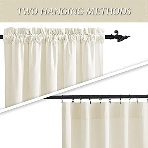 Neutral Farmhouse Curtains for Living Room 72 Inches Long, Rod Pocket