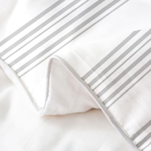Feelyou Stripes Duvet Cover 100% Cotton King Size Solid Color Bedding
