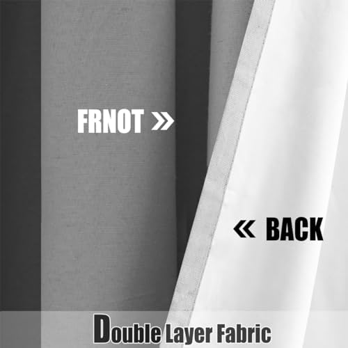 Jubilantex Grey Linen Blackout Curtain 2 Panels 63 Inch Length for