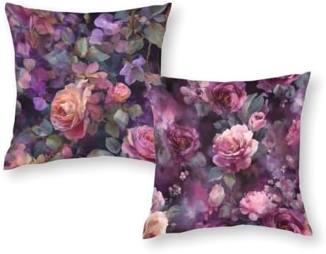 LIZALIG 18x18 Set of 2 Moody Retro Botanical Throw Pillow Covers