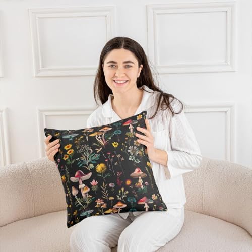jejeloiu Cartoon Mushrooms Throw Pillow Covers Set of 2 Mushroom