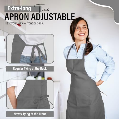 DecorRack 1 Pack Adjustable Kitchen Aprons for Men & Women, 28" x 34"