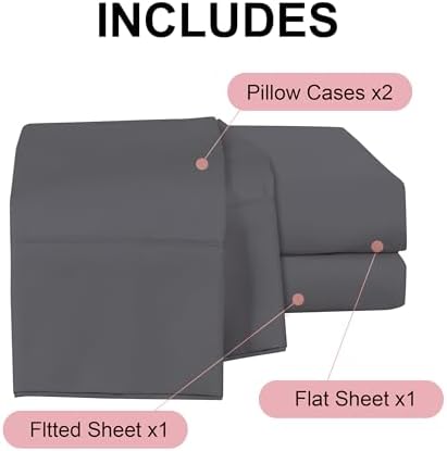 Shunjie.Home 100% Cotton King Bed Sheet Set 4 Pieces - Dark Grey