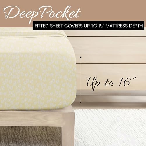 Linen Market 4 Piece Full Bedding Sheet Set (Ivory Wheatfield) - Sleep