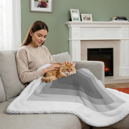 Fleece Sherpa Bed Blankets, 3D Optical Illusion Microfiber Plush