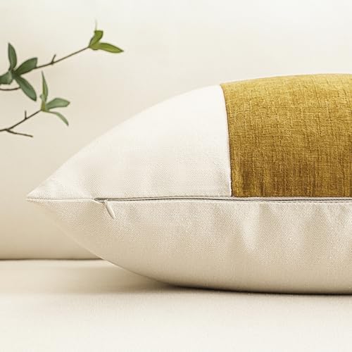 OTOSTAR Set of 2 Cotton Linen Chenille Pillow Covers with Striped