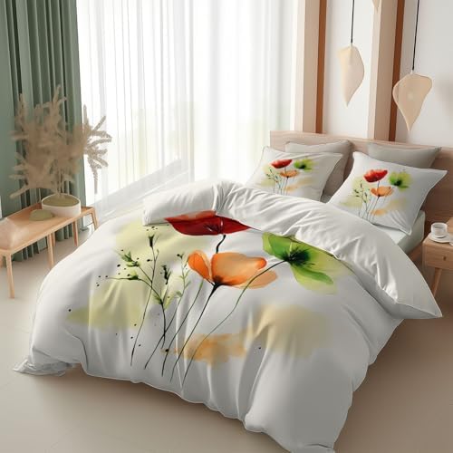 King Size Gray Duvet Cover 3 Pieces Set 102 x 91 inches, Watercolor