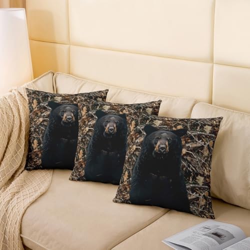 jejeloiu Bear Throw Wild Animal Pillow Cases 22"x22" Soft