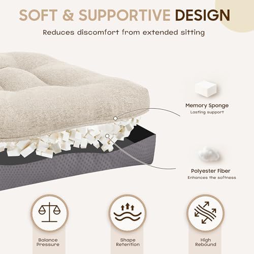 D-Shaped Chair Cushions, 4" Thick Dining Chair Pads Machine-Washable