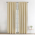 2 Panels Rod Pocket Fire Retardant Curtains, Beige, W52 x L108