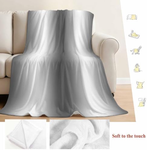 Throw Blanket Ombre Gray Soft Cozy Flannel Fleece Blanket Modern