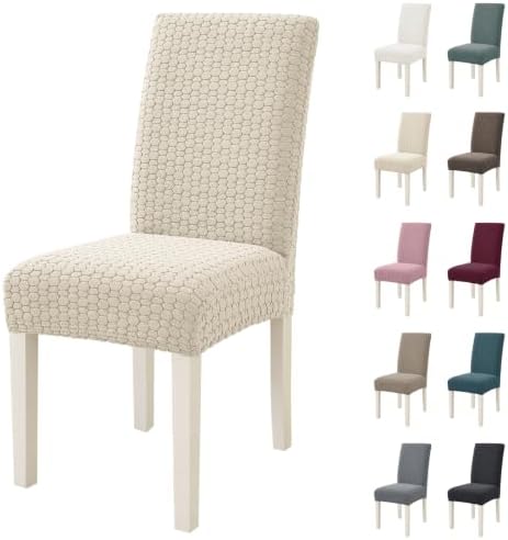 New Pattern Stretch Dining Room Chair Covers Set of 6, Beige