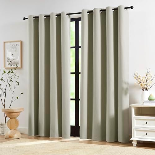 Jubilantex Faux Linen Blackout Curtains Taupe Grommet Top 84" L 2