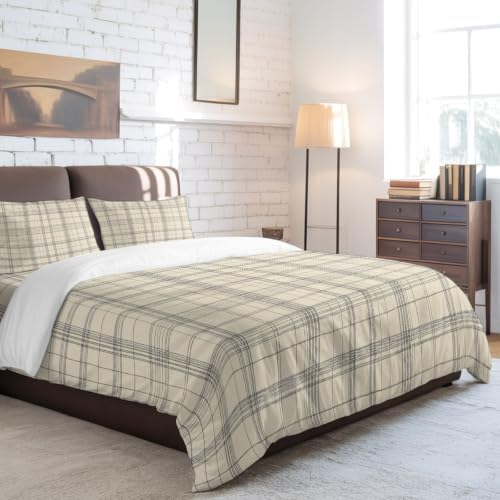Duvet Cover Set California king Size 4 Pieces, Minimalist Farm Lattice